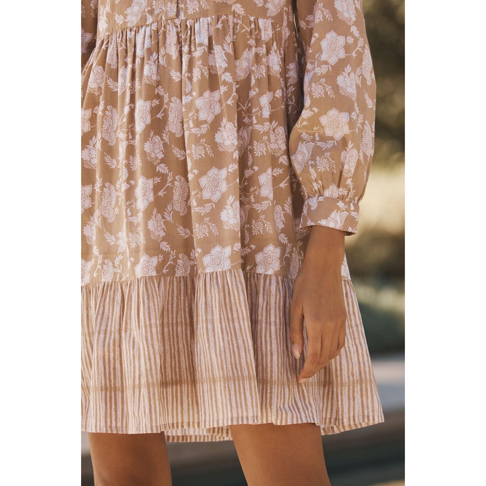 Anthropologie NWT Ro's Garden Romy Mini Dress $200 LARGE Brown Floral Size L / US 10 / IT 46 - 2 Thumbnail