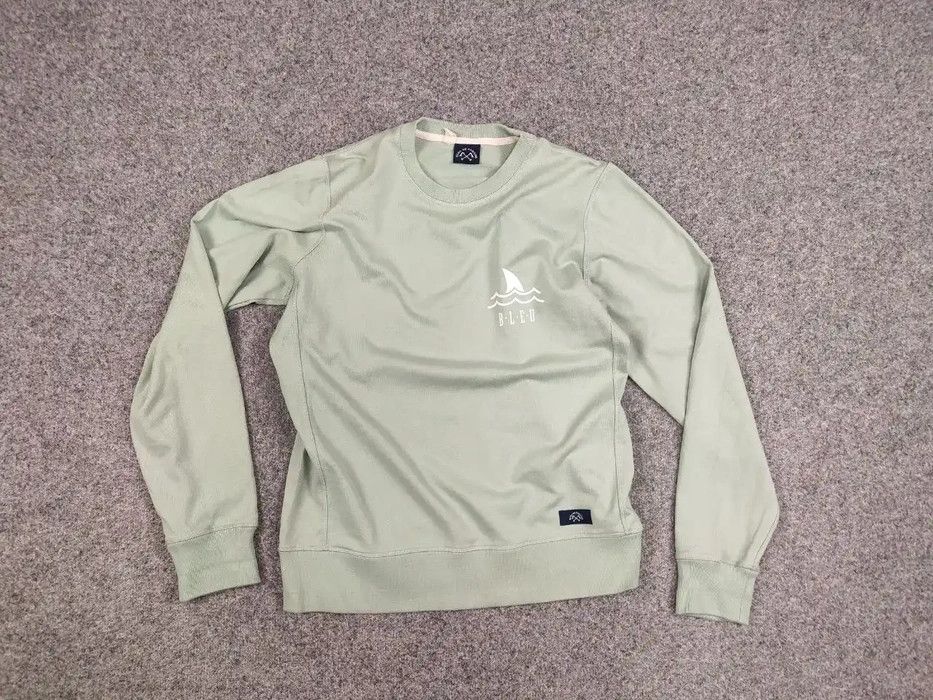 Bleu De Paname Crew Check Logo Jumper Sweatshirt in Green, Men's — image 6 of 6