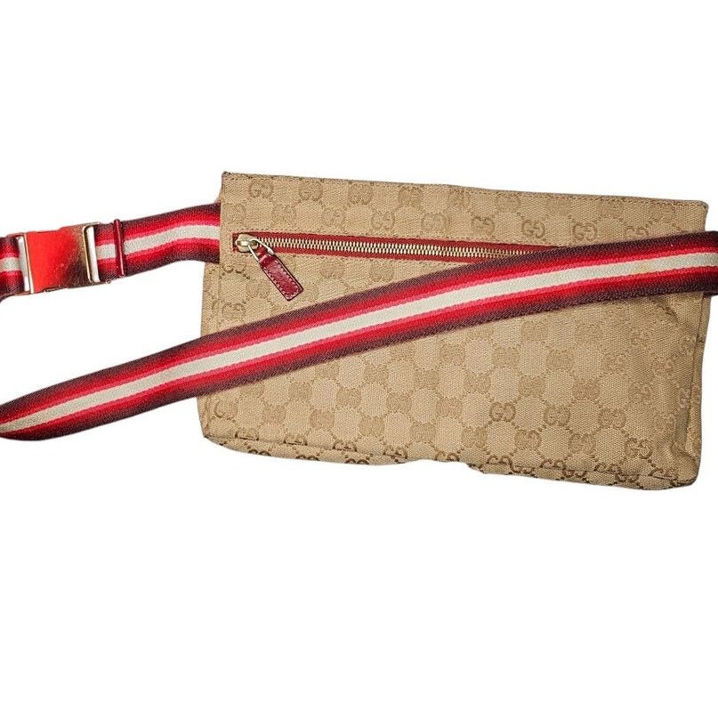 Gucci Gucci Pre-Owned GG Canvas & Leather Double Pocket Belt Bag Size ONE SIZE - 14 Thumbnail