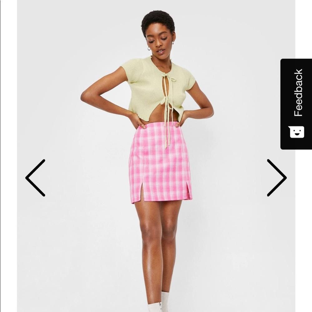 Designer Nasty Gal Pink High Waisted Plaid Slit Mini Skirt Size 27" / US 4 / IT 40 - 1 Thumbnail