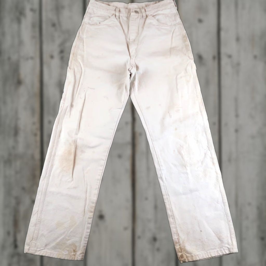 VINTAGE Big Ben Carpenter Pants White 90s Mens 32x32 Canvas Cotton Utility Pockets 5-Pocket Mens Boys?