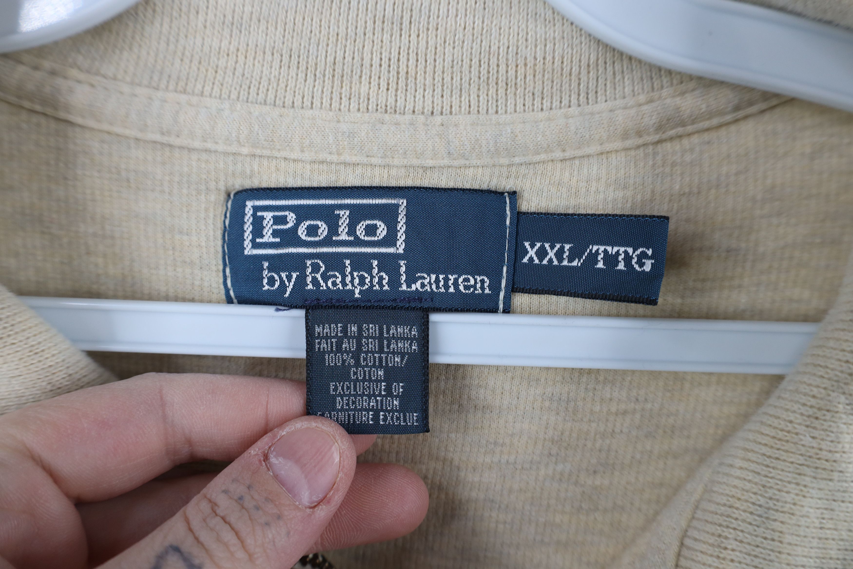 Ralph Lauren Vintage 90s Ralph Lauren Ribbed Knit Half Zip Sweater Beige Size US XXL / EU 58 / 5 - 7 Thumbnail