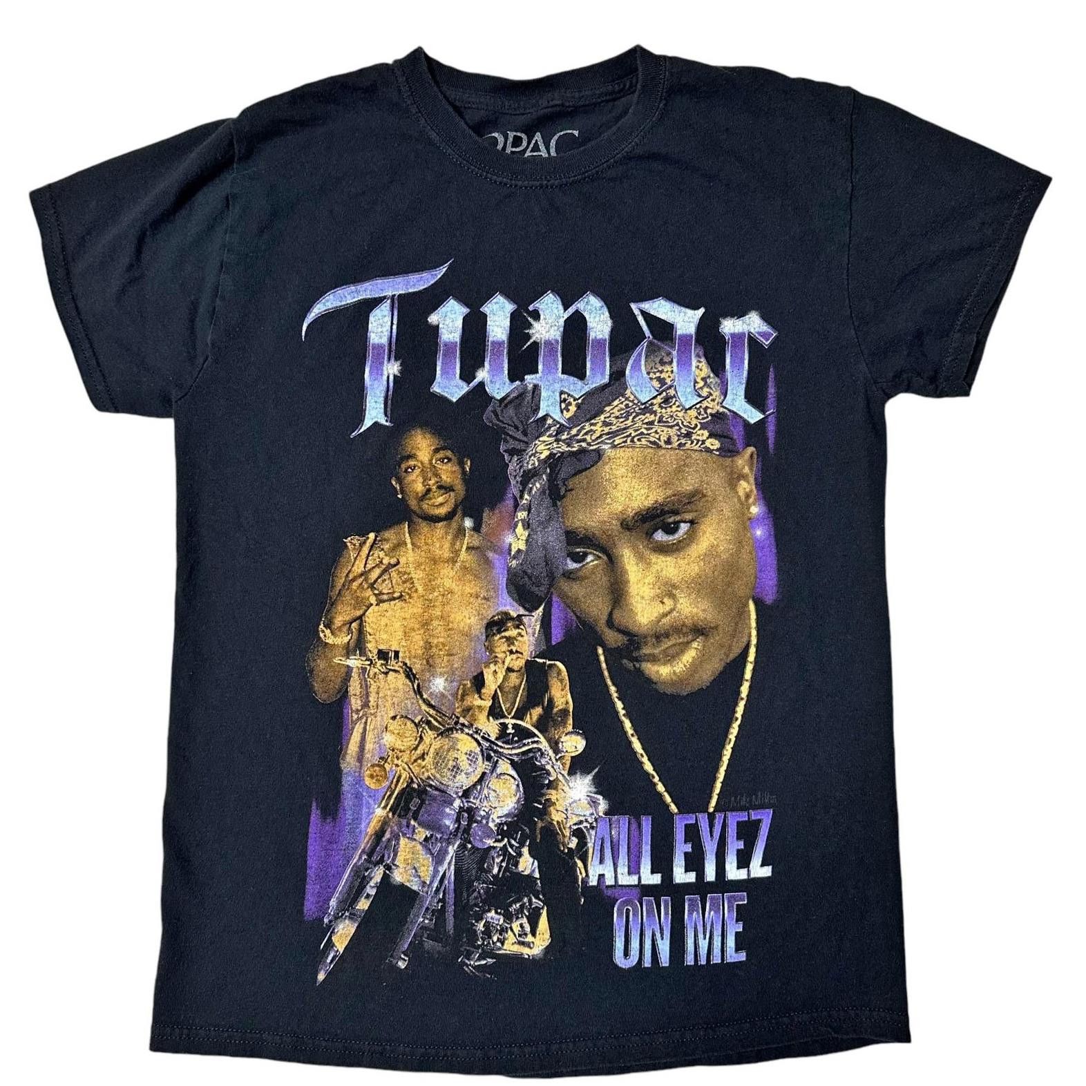 Rap Tees Tupac Shakur All Eyez On Me Graphic T-Shirt Black Unisex S Size US S / EU 44-46 / 1 - 1 Thumbnail