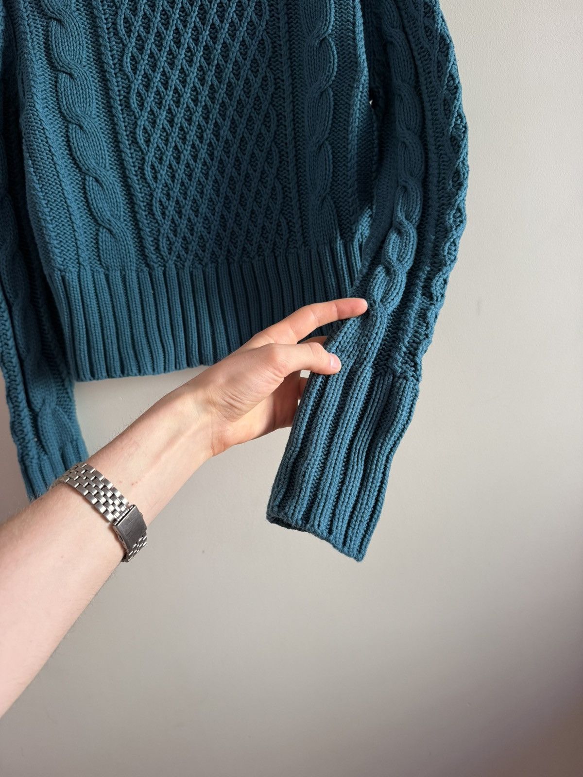 Acne Studios Acne Studios Cable Knit Sweater Blue Kanye West Size L / US 10 / IT 46 - 5 Thumbnail