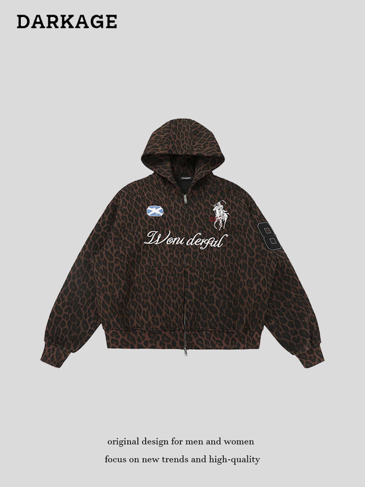 Other Leopard Number Patch-Embroidered Boxy Zip Hoodie Size US M / EU 48-50 / 2 - 2 Thumbnail