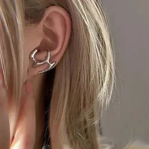 Jewelry Irregular Liquid Metal Hollow Earrings Size ONE SIZE - 4 Thumbnail