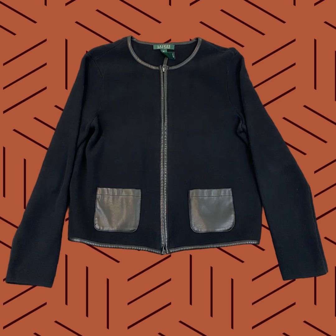 Ralph Lauren Lauren Ralph Lauren Top Women Medium Black Viscose Blend Full Zip Sweater Jacket Size M / US 6-8 / IT 42-44 - 1 Thumbnail
