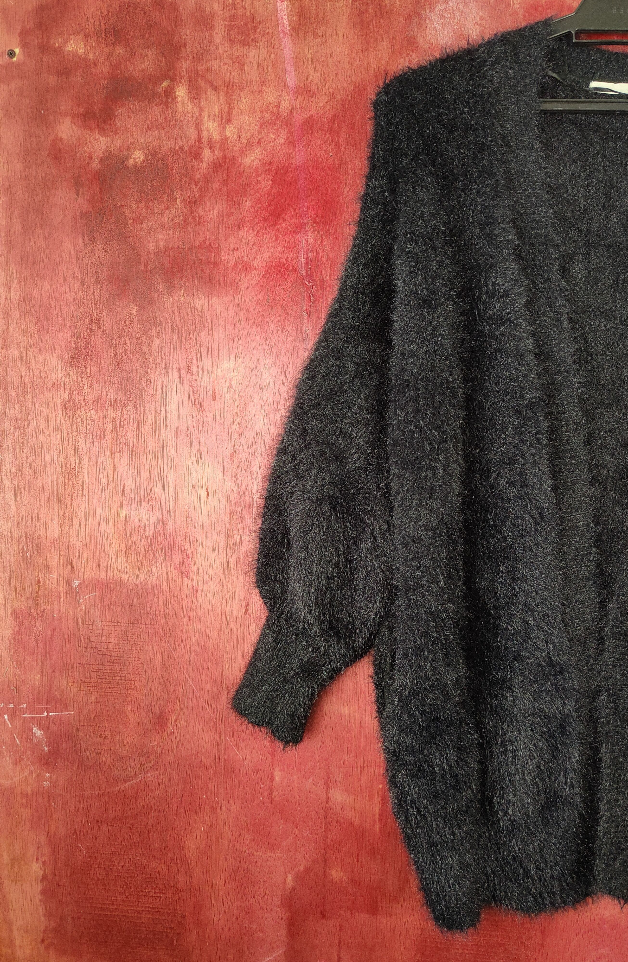 Aran Isles Knitwear GU Black Shag Shaggy Fur Mohair Knitwear Cardigan #S1904 Size L / US 10 / IT 46 - 3 Thumbnail