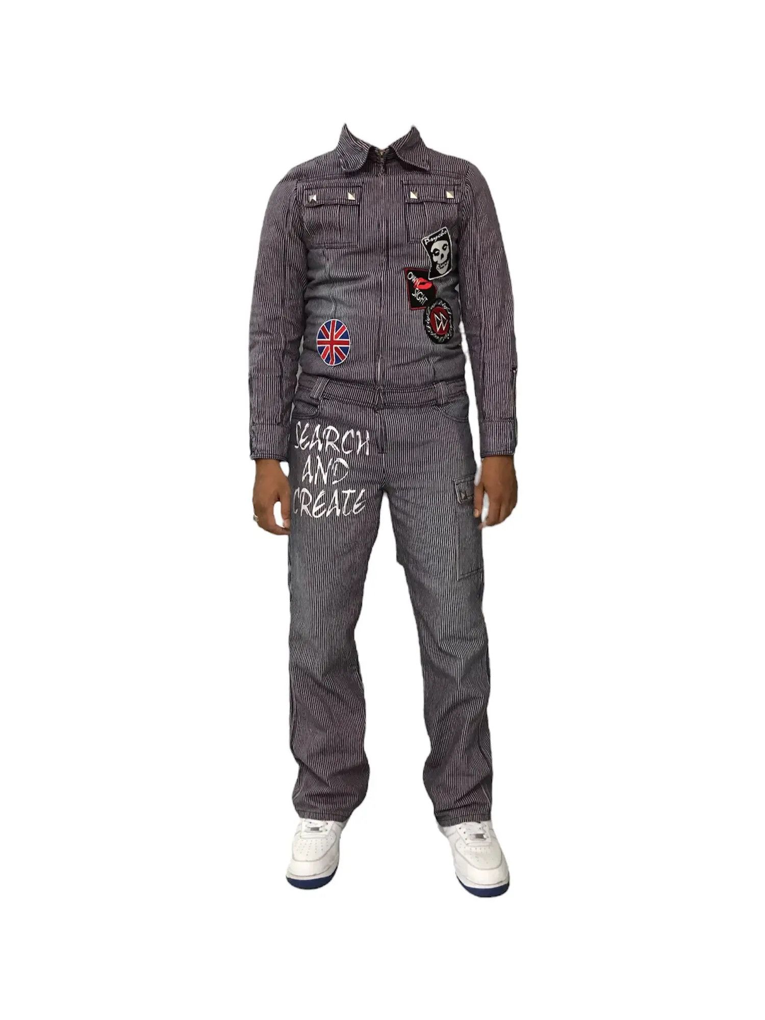 Vintage Punkers Rock Hickory Stripes Overall Denim Size US 36 / EU 52 - 3 Thumbnail