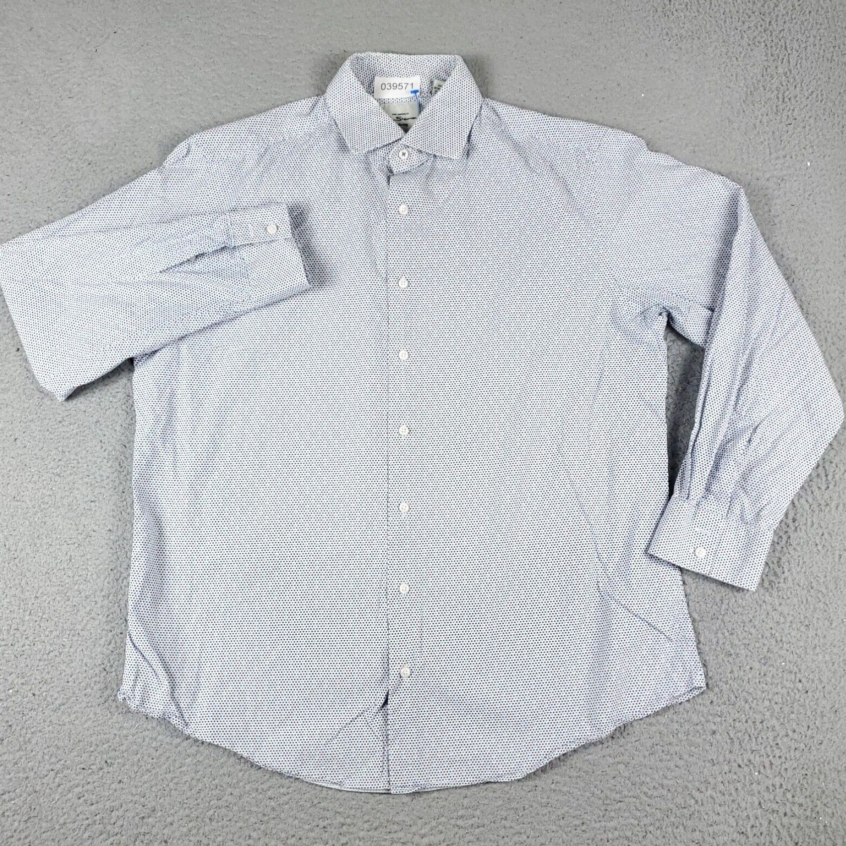 Ben Sherman Ben Sherman Dress Shirt Mens Size 16 Blue Polka Dot Long Sleeve Button Up Regular Fit Size 42R - 2 Thumbnail