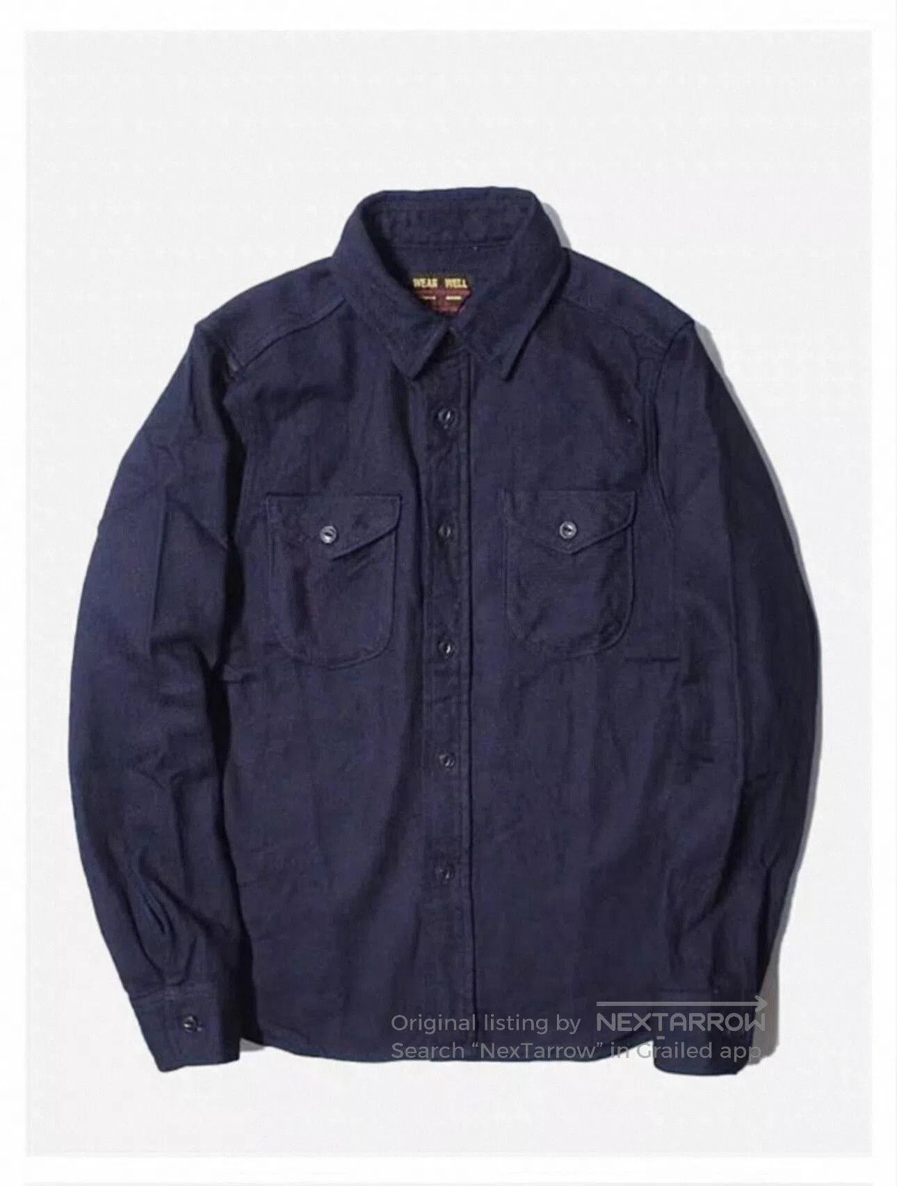 UES Japan UES 501655 Indigo Flannel Long Sleeve Shirt. Size US L / EU 52-54 / 3 - 1 Thumbnail