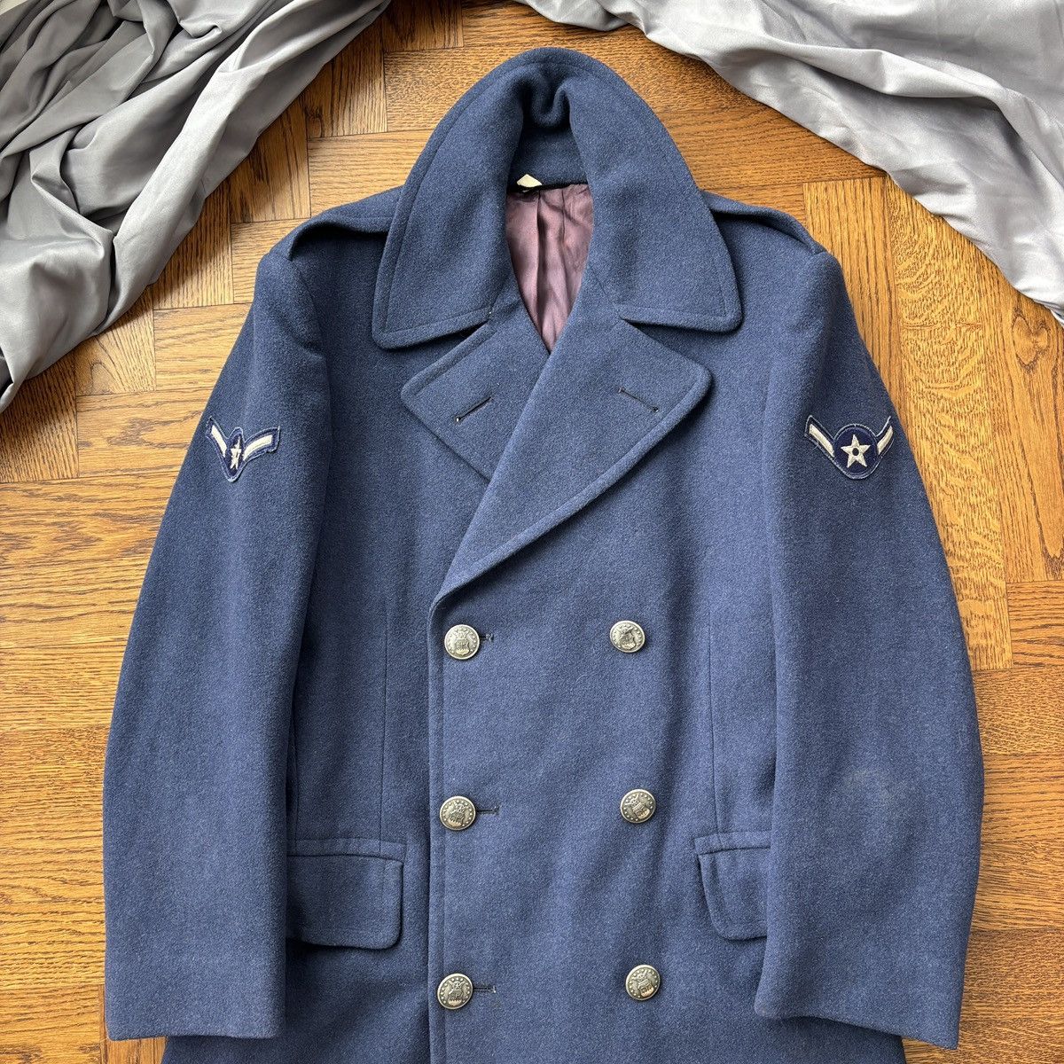 Vintage 1960s USAF Overcoat Vintage Wool Jacket Pembroke Trench 60s Size US S / EU 44-46 / 1 - 17 Thumbnail