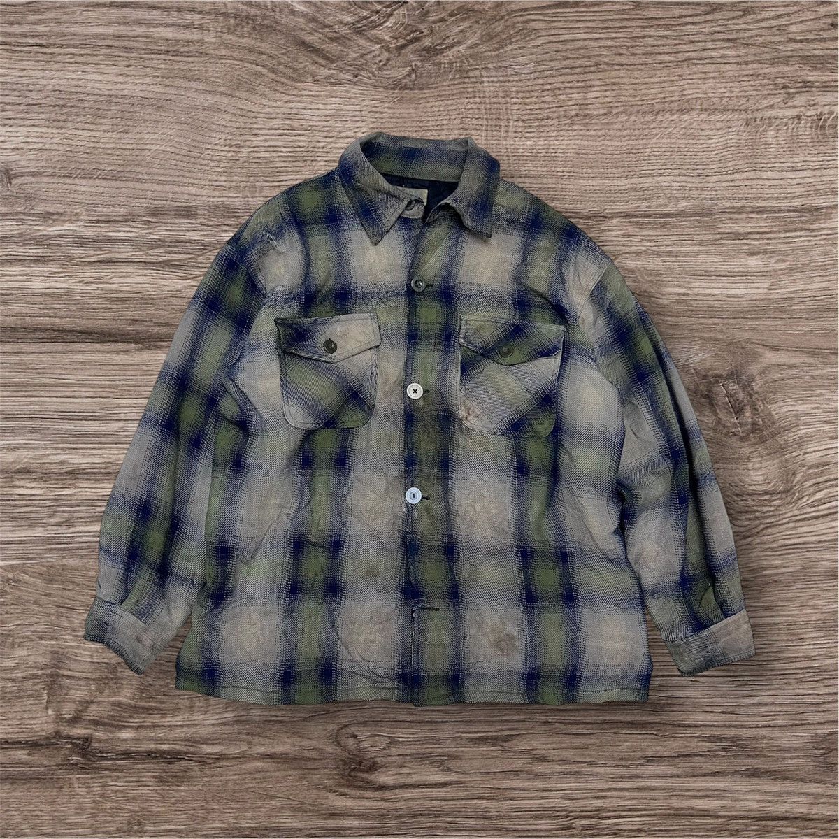 Flannel Vintage Shadow Plaid Thrashed Flannel Jacket Size US L / EU 52-54 / 3 - 1 Thumbnail