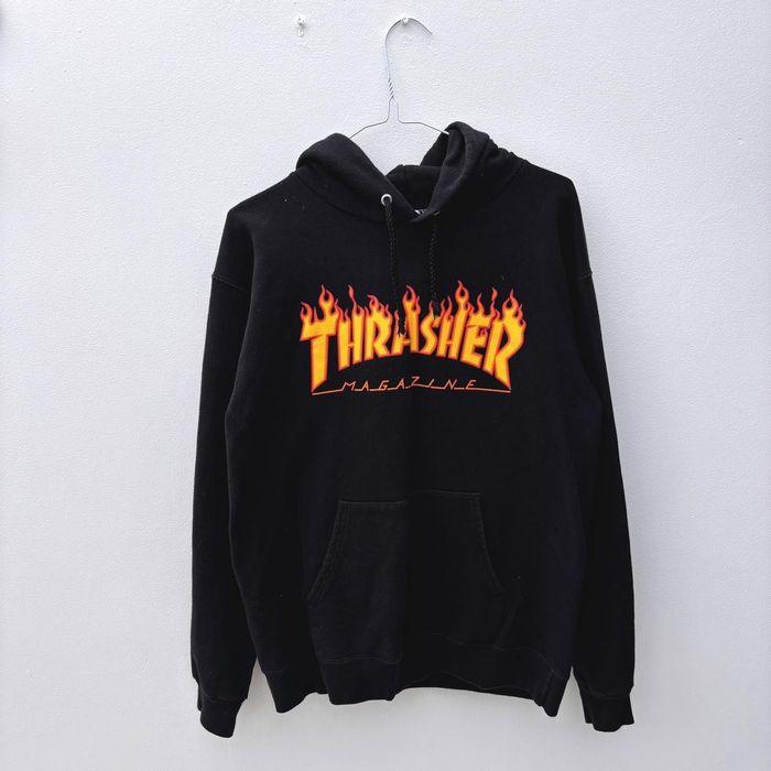 Thrasher Thrasher skateboarding black flame hoodie small Grailed