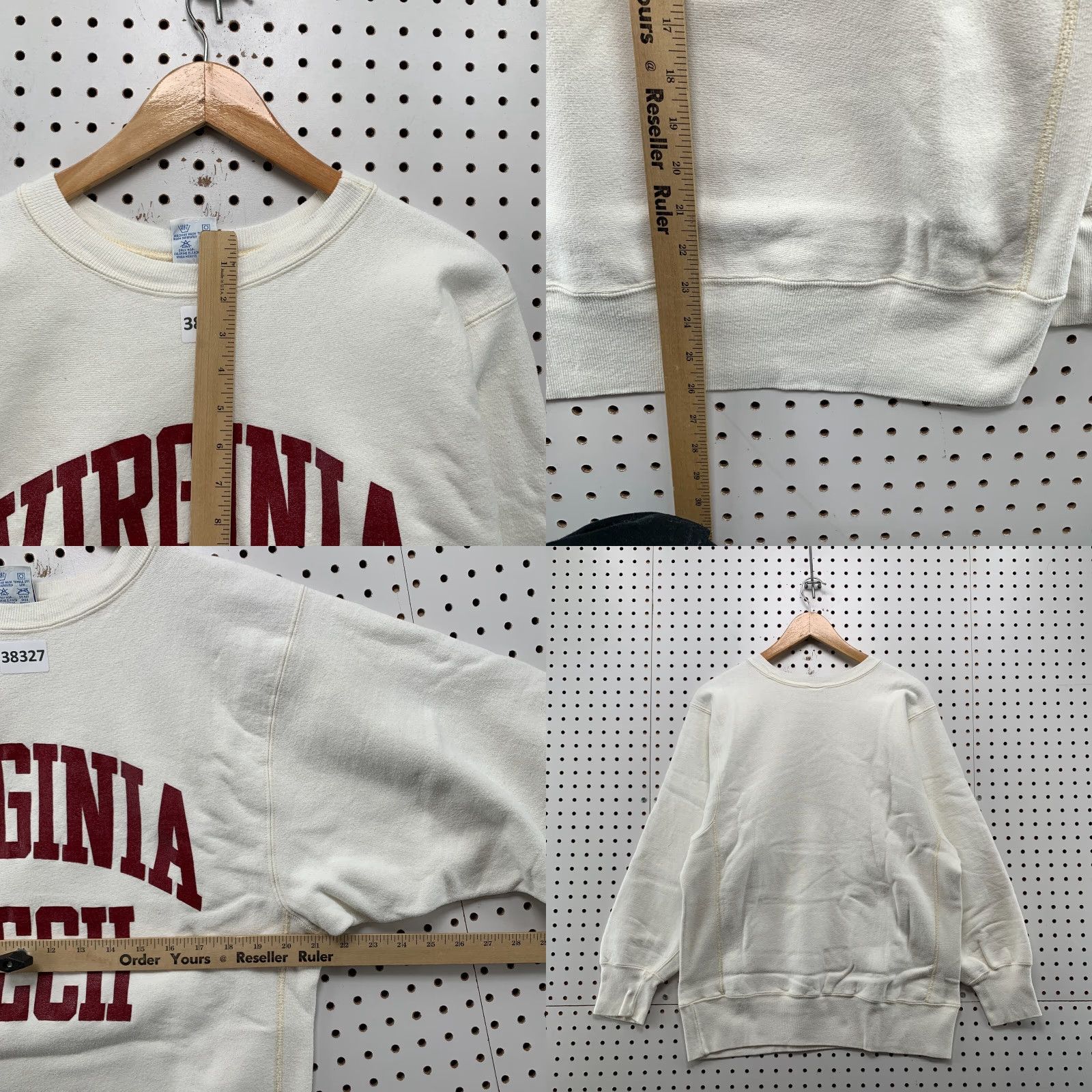 Champion VINTAGE Virginia Tech Sweatshirt Mens L White Champion Reverse Weave 90s VTG 21.5x26 Mens Size US L / EU 52-54 / 3 - 8 Thumbnail