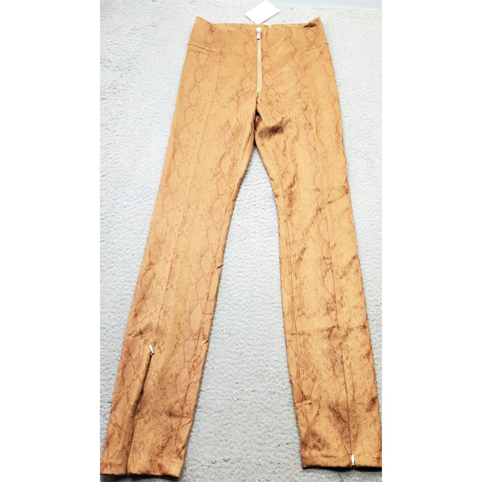 Good American Good American Womens 2 Brown Snake Print Microsuede Ankle Zip Pants Size 26" / US 2 / IT 38 - 2 Thumbnail