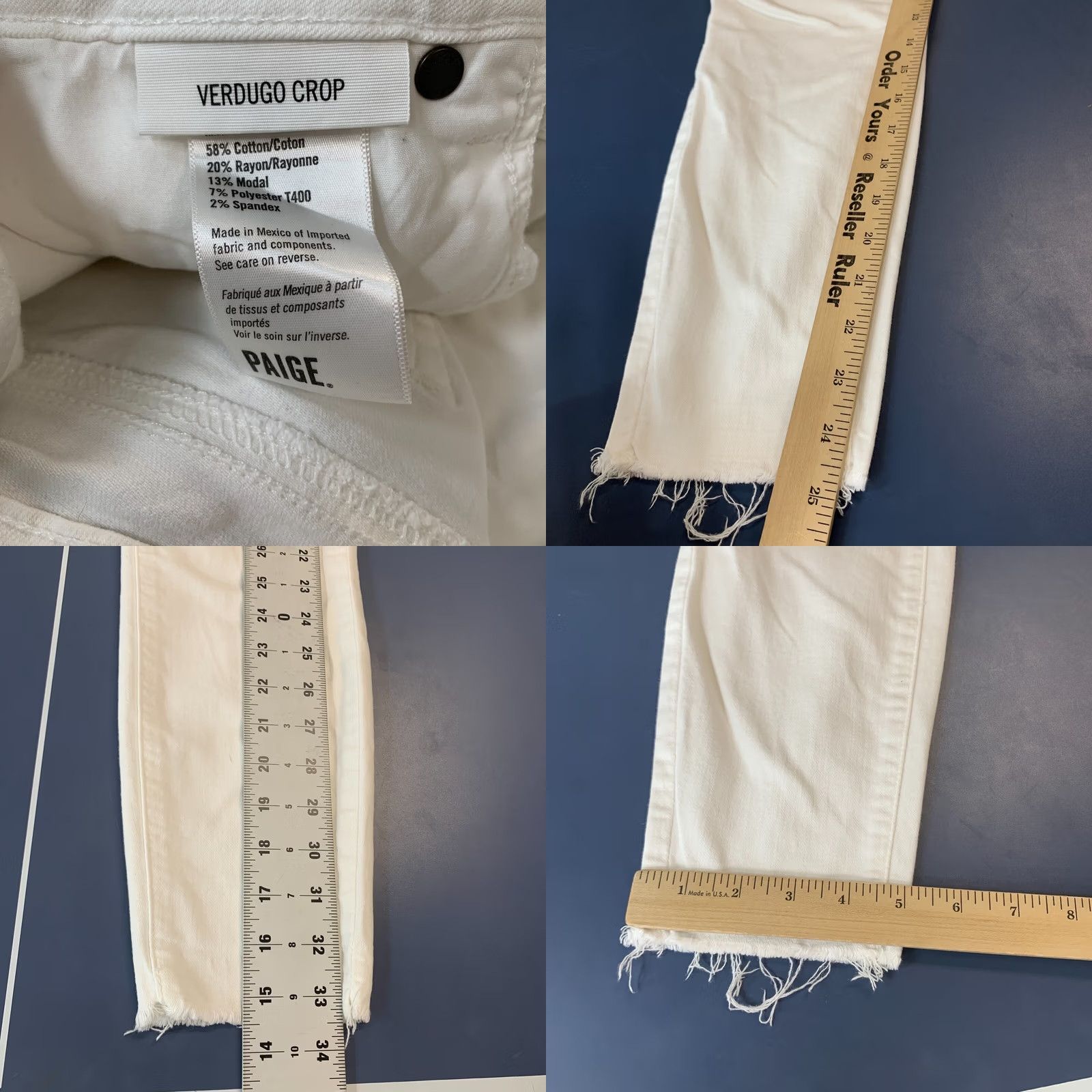 Paige Paige Verdugo Crop White Pants Womens Size 26 Waist 26x25 Casual Flat Front Cropped Pᵉᶦgᵉ Size 26" / US 2 / IT 38 - 9 Thumbnail