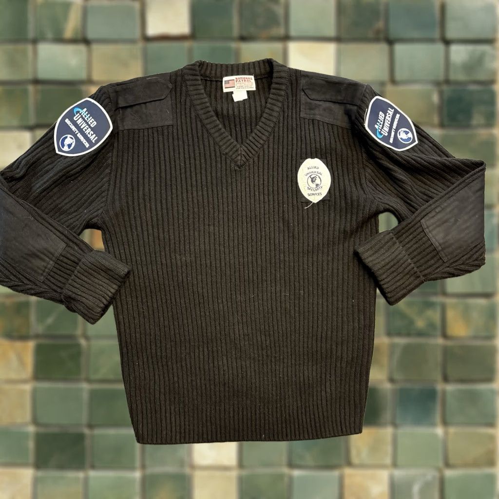 Vintage VINTAGE National Patrol Sweater Men Large Black Ribbed Vneck Crew Neck Knit Pullover Size US L / EU 52-54 / 3 - 1 Thumbnail