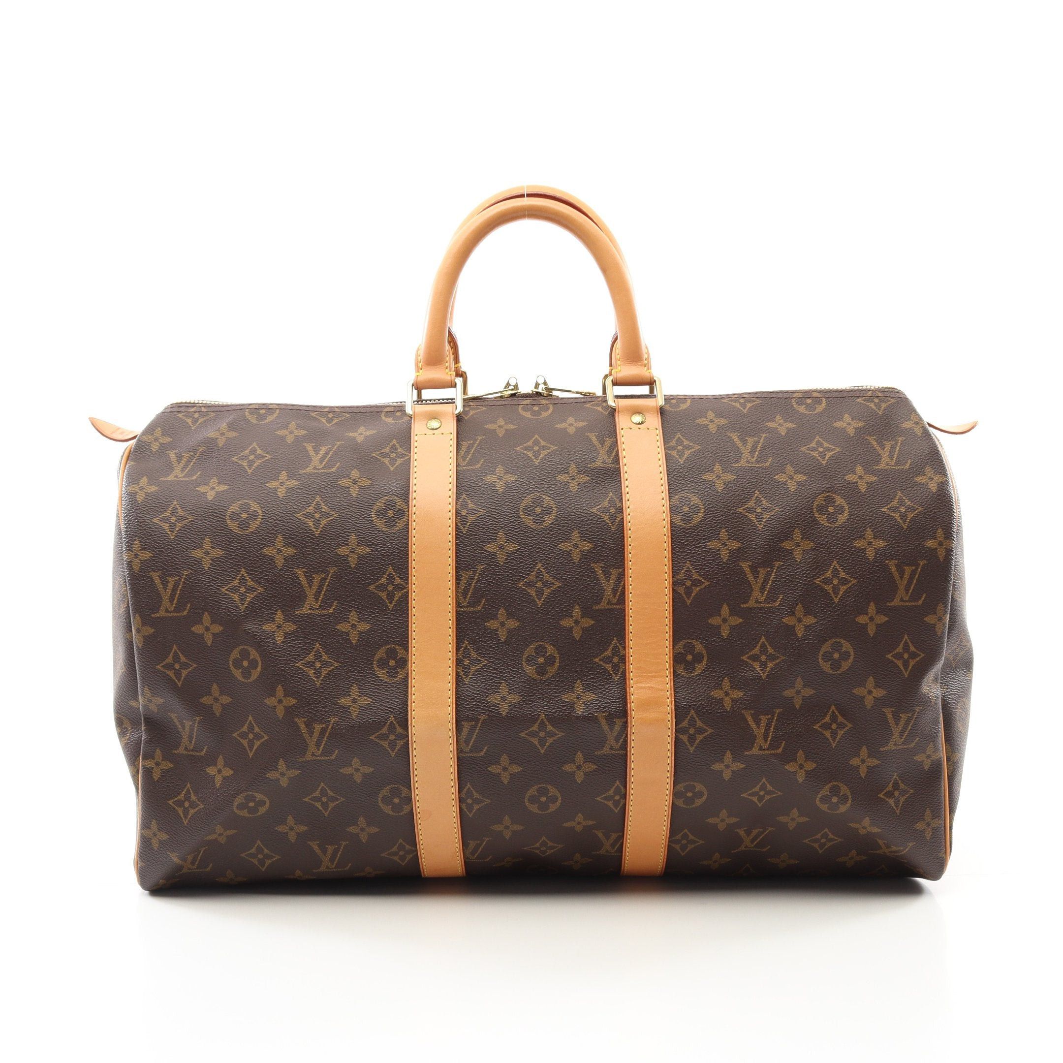 Louis Vuitton Louis Vuitton Keepall 45 Monogram Boston Bag Leather Brown Size ONE SIZE - 1 Thumbnail