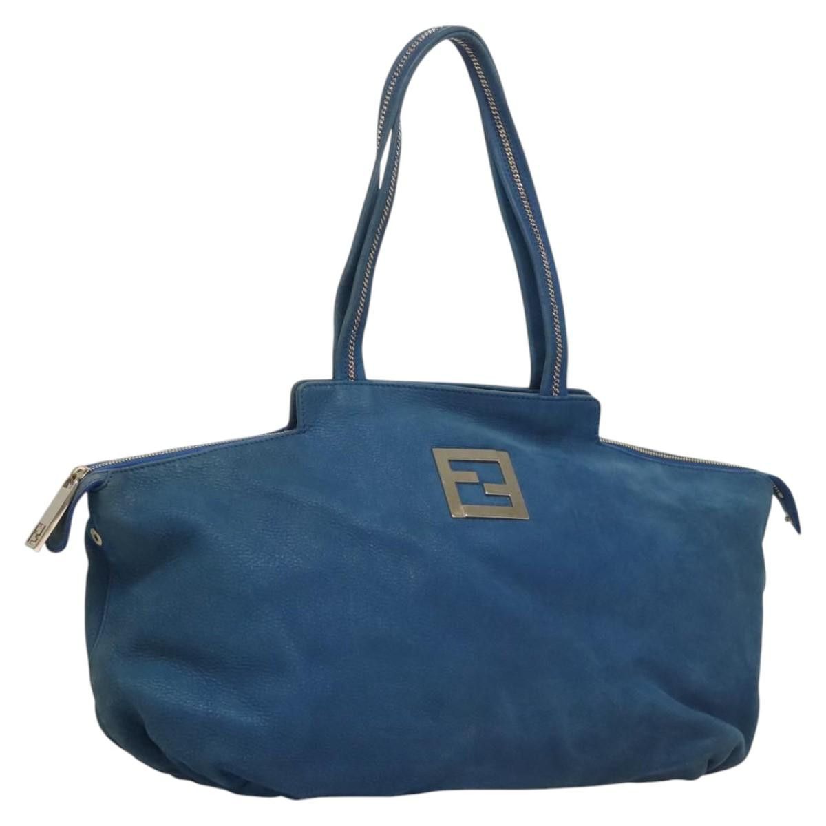 Fendi Tote Bag Leather Blue Gold, Women's