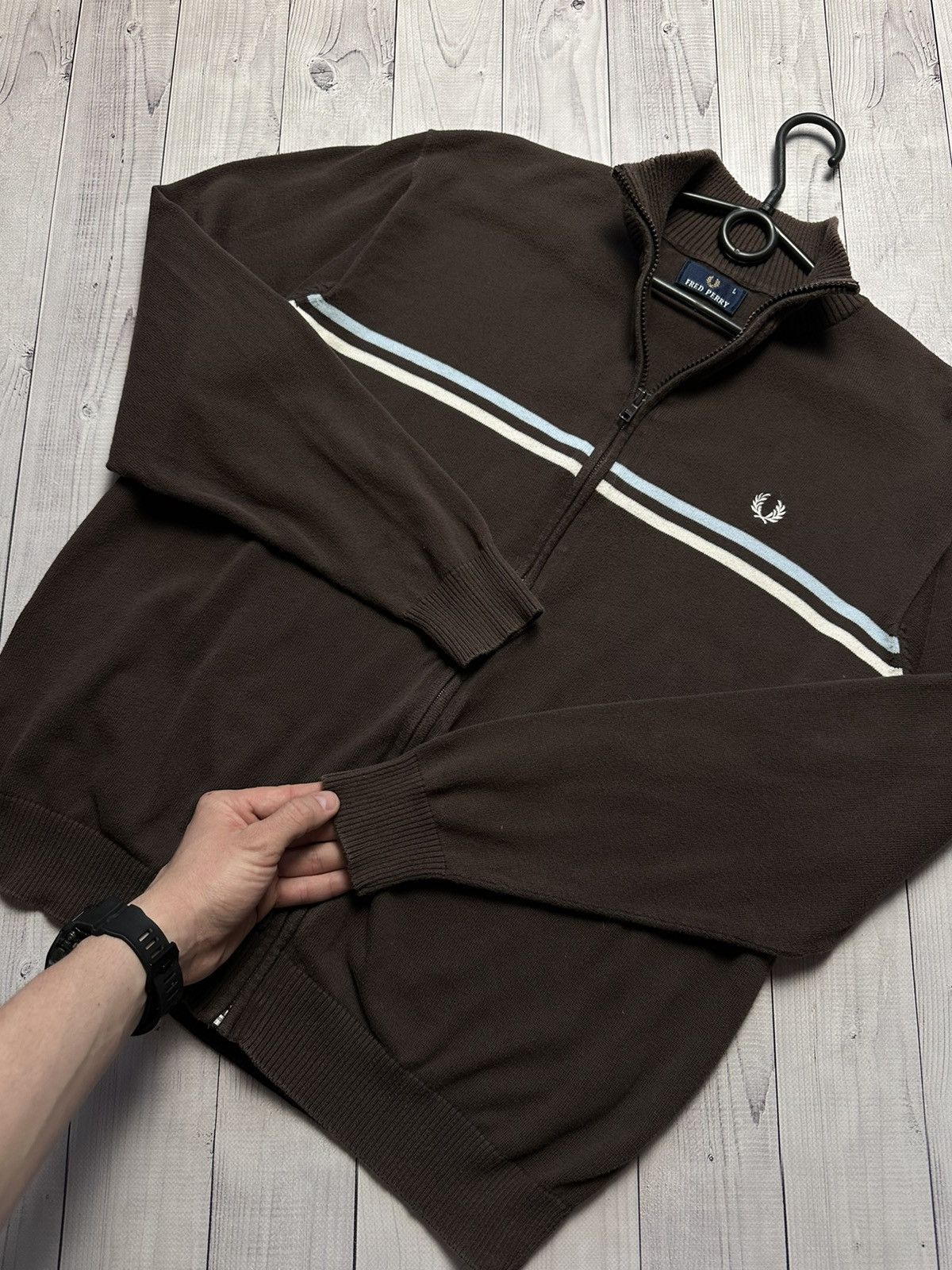 Fred Perry Vintage Fred Perry zip sweater size L logo brown rare Size US L / EU 52-54 / 3 - 5 Thumbnail
