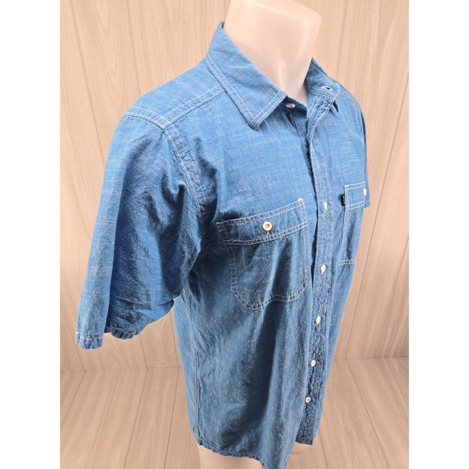 KAVU KAVU Shirt Mens Medium Solid Blue Outdoor Pocket Short Sleeve Casual Cotton Shirt Size US M / EU 48-50 / 2 - 7 Thumbnail