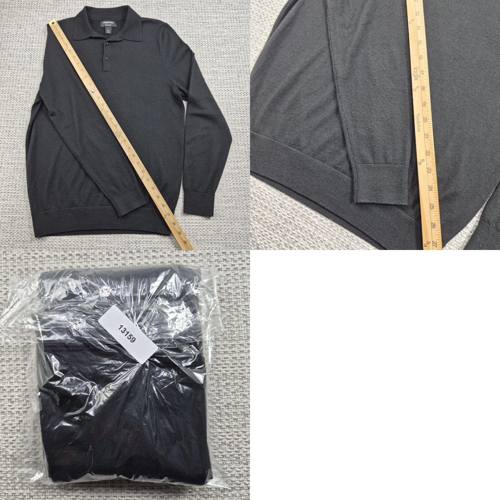 Nordstrom Nordstrom Mens Small Black Tech-Smart Collared Knit Wool Blend Pullover Sweater Size US S / EU 44-46 / 1 - 9 Thumbnail