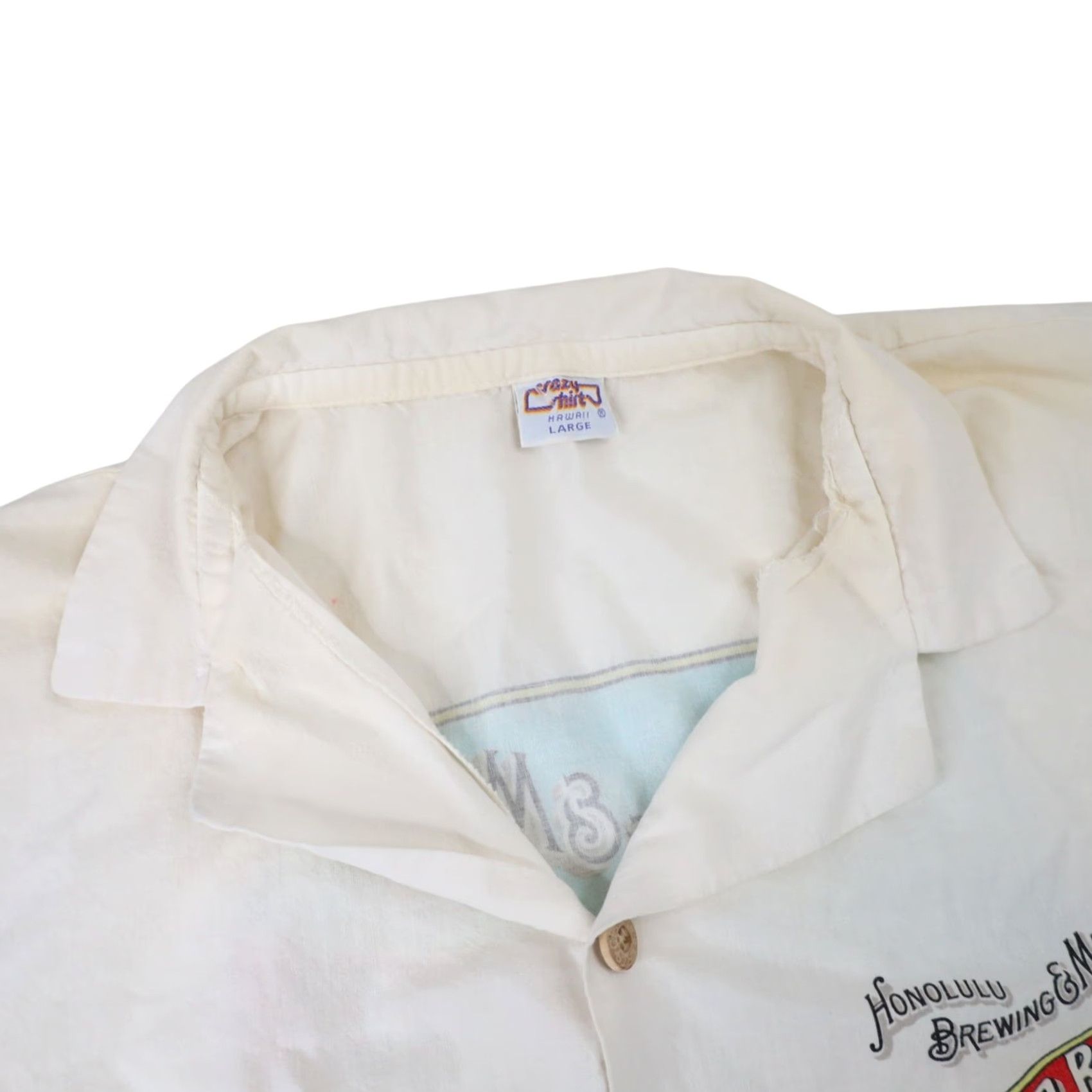 Vintage VINTAGE Crazy Shirts Primo Beer Hawaiian Shirt White Large Mens Button Up Short Sleeve Size US L / EU 52-54 / 3 - 7 Thumbnail