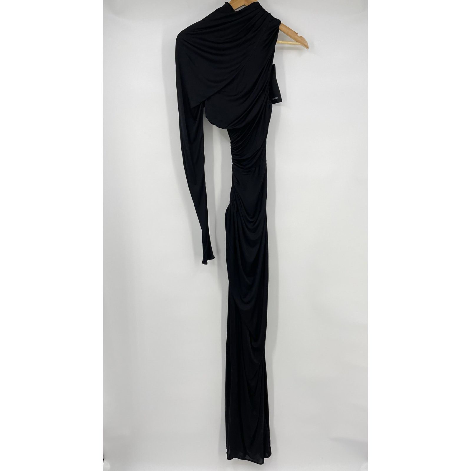 Other Atlein | NWT One Sleeve Ruched Cut Out Dress Black FR 34 XS Size XS / US 0-2 / IT 36-38 - 3 Thumbnail