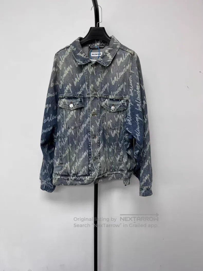 Balenciaga Balenciaga Logo Printed Loose Washed Distressed Denim Jack Size L / US 10 / IT 46 - 1 Thumbnail