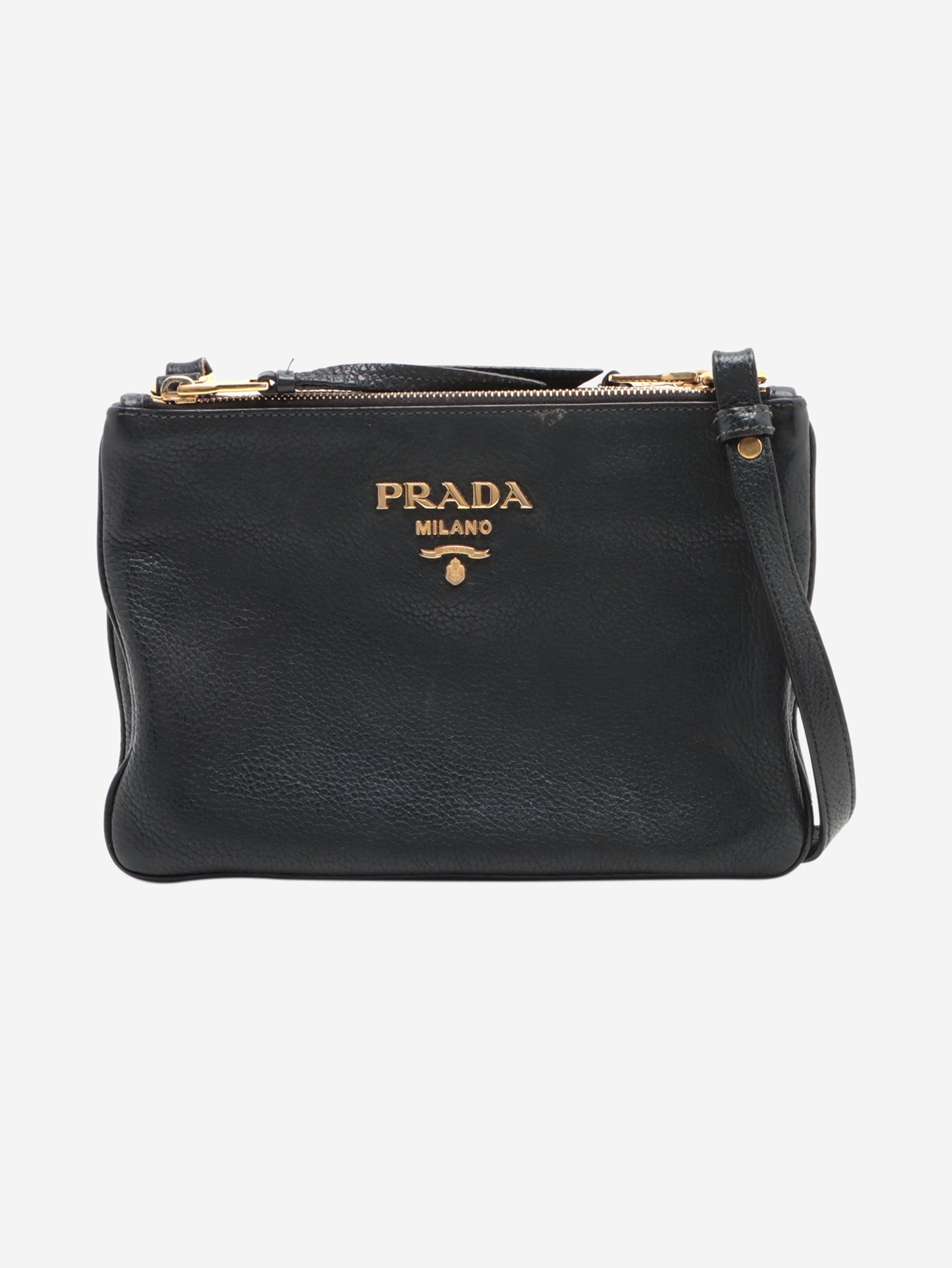 image of Prada Black Vitello Phenix Shoulder Bag, Women's