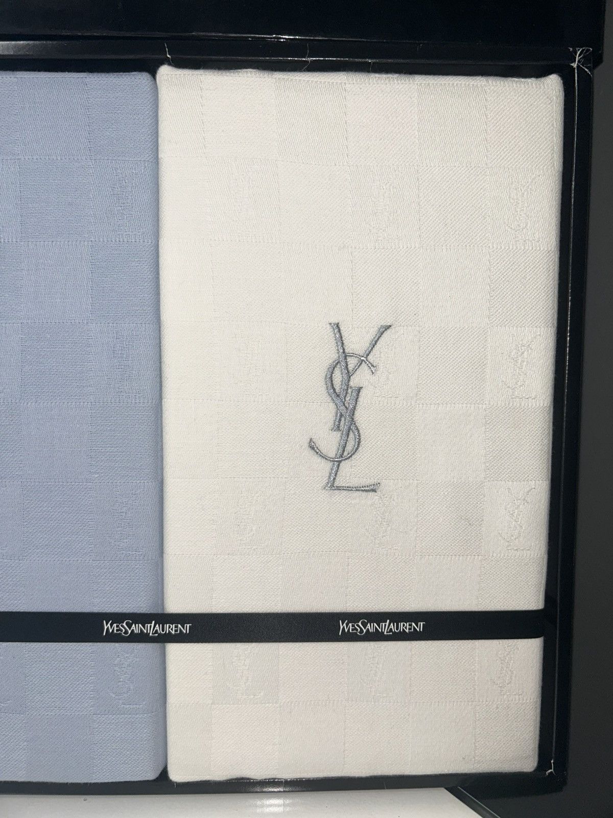 Yves Saint Laurent YSL Yves Saint Laurent Blue and White Twin Sheet Set Size ONE SIZE - 3 Thumbnail