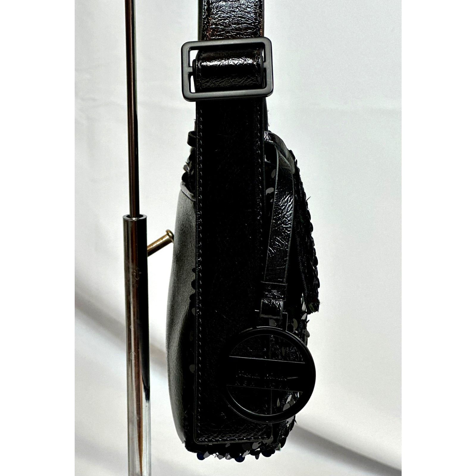 Nicole Miller Nicole Miller Sequined Shoulder Bag Adjustable Strap Black Size ONE SIZE - 6 Thumbnail
