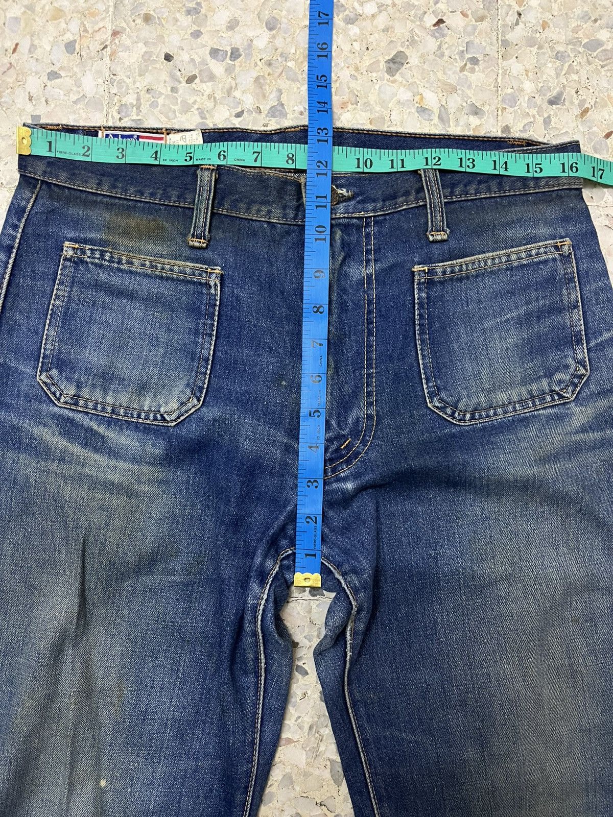 Vintage Bobson Made in Japan 70s Bell Bottom Jeans Scovill Hardware Size US 33 - 13 Thumbnail