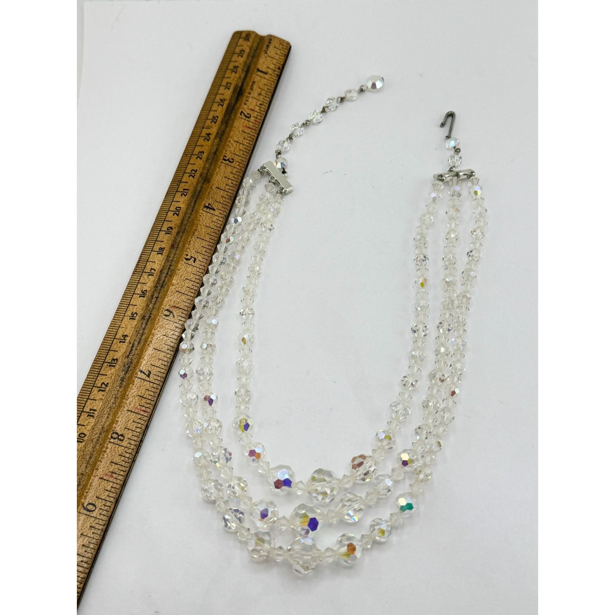 Vintage Vintage faceted crystal three strand necklace Size ONE SIZE - 4 Thumbnail