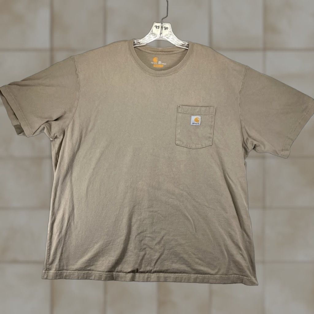 Carhartt VINTAGE Carhartt Mens 2XL Short Sleeve T-Shirt Desert Sand All Cotton Regular Fit Logo Pocket Crew Neck 100% Cotton Outdoor Classic 2010-2019 Mens Size US XXL / EU 58 / 5 - 1 Thumbnail