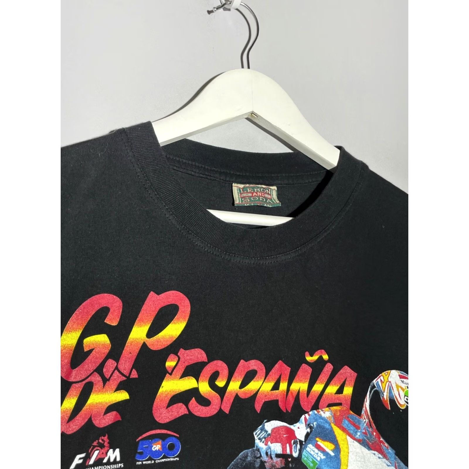 Vintage VINTAGE Grand Prix De Espana Jerez Racing Motorcycle World Champion 1998 T-Shirt Mens Black Cotton Short Sleeve Crew Neck L Regular Logo Size US L / EU 52-54 / 3 - 6 Thumbnail