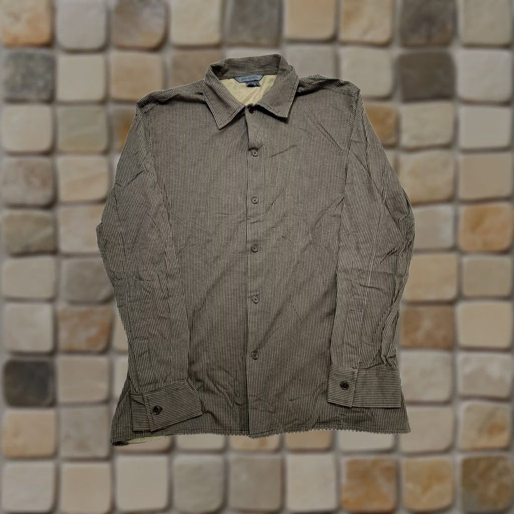 John Varvatos John Varvatos Shirt Men Medium Brown Striped Cotton Button-Up Size US M / EU 48-50 / 2 - 1 Thumbnail