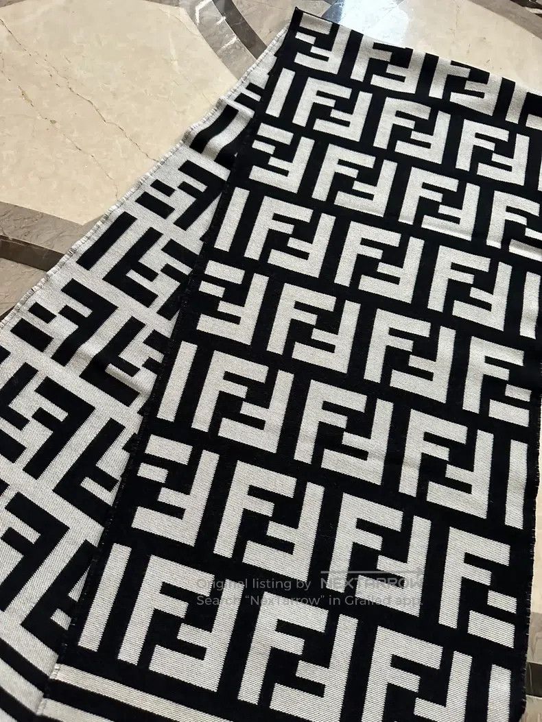 Fendi Fendi Black and White Monogram Scarf Size ONE SIZE - 2 Thumbnail