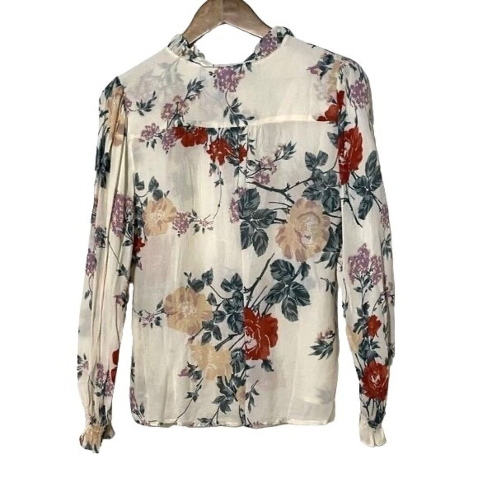 Other Kivari Womens ChiffonRuffle Pleated Floral Blouse Small Size S / US 4 / IT 40 - 2 Thumbnail