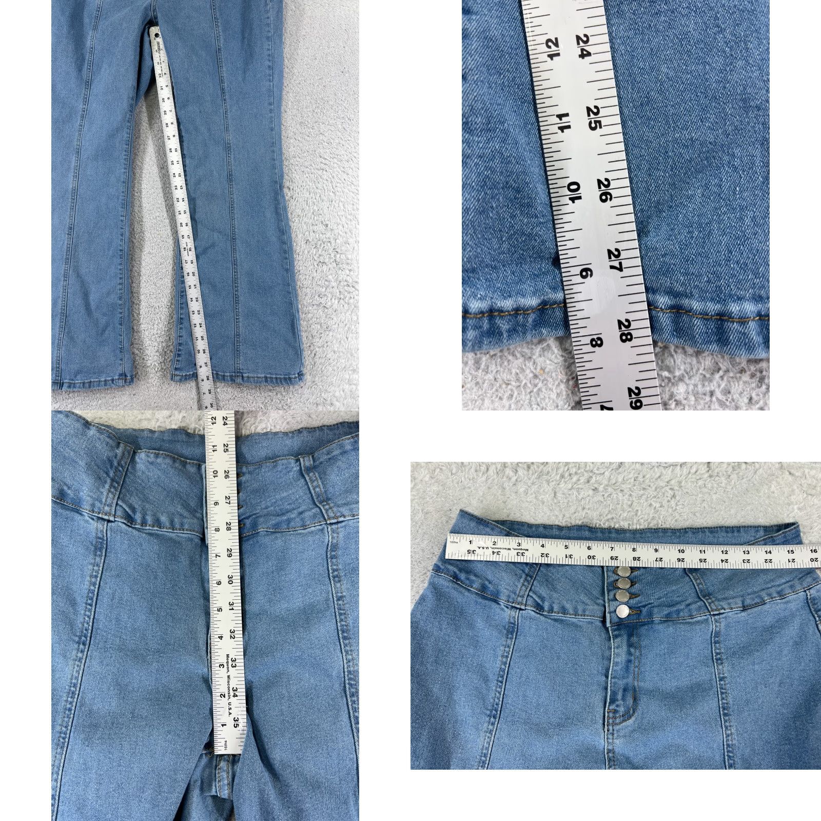 Shein Shein Jeans Womens 30 Blue Denim Flare Mid Rise 30x28 Cotton Blend Stretch Size 30" / US 8 / IT 44 - 8 Thumbnail