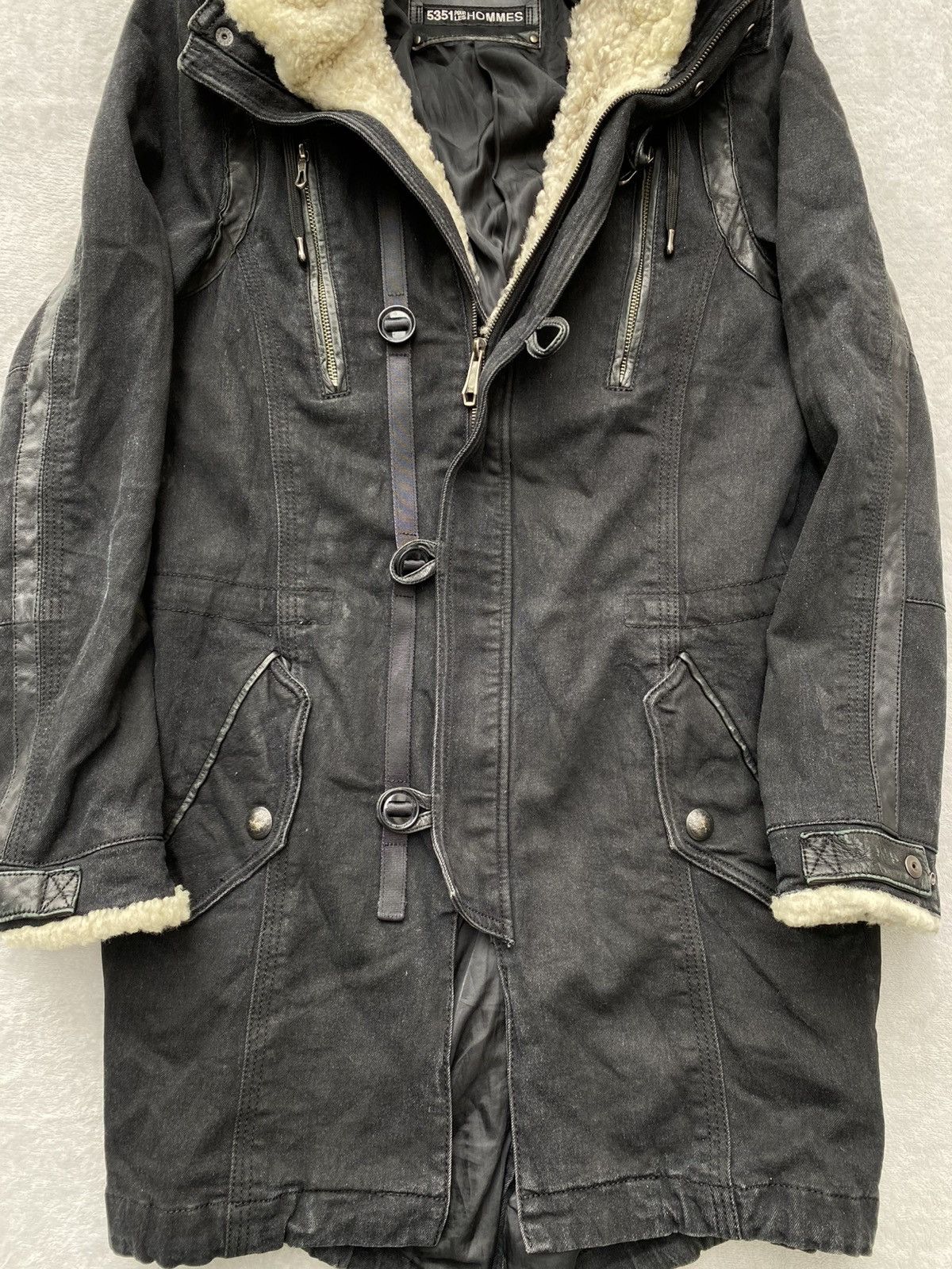5351 POUR LES HOMMES 2000s 5351 Pour Les Hommes Leather Trimmed Washed Parka Size US S / EU 44-46 / 1 - 4 Thumbnail