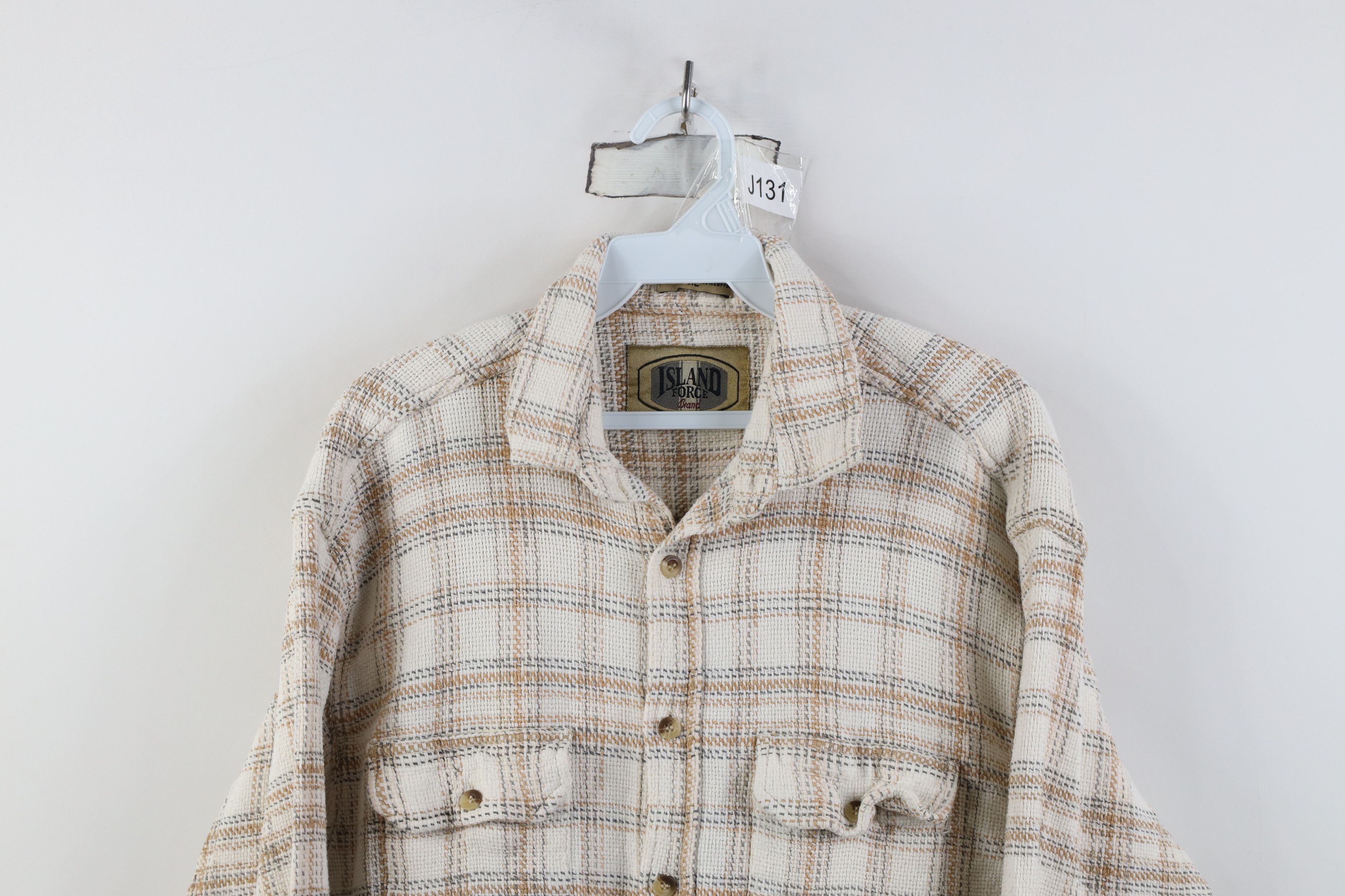Vintage Vintage 90s Streetwear Cotton Weave Knit Button Shirt Plaid Size US XL / EU 56 / 4 - 2 Thumbnail