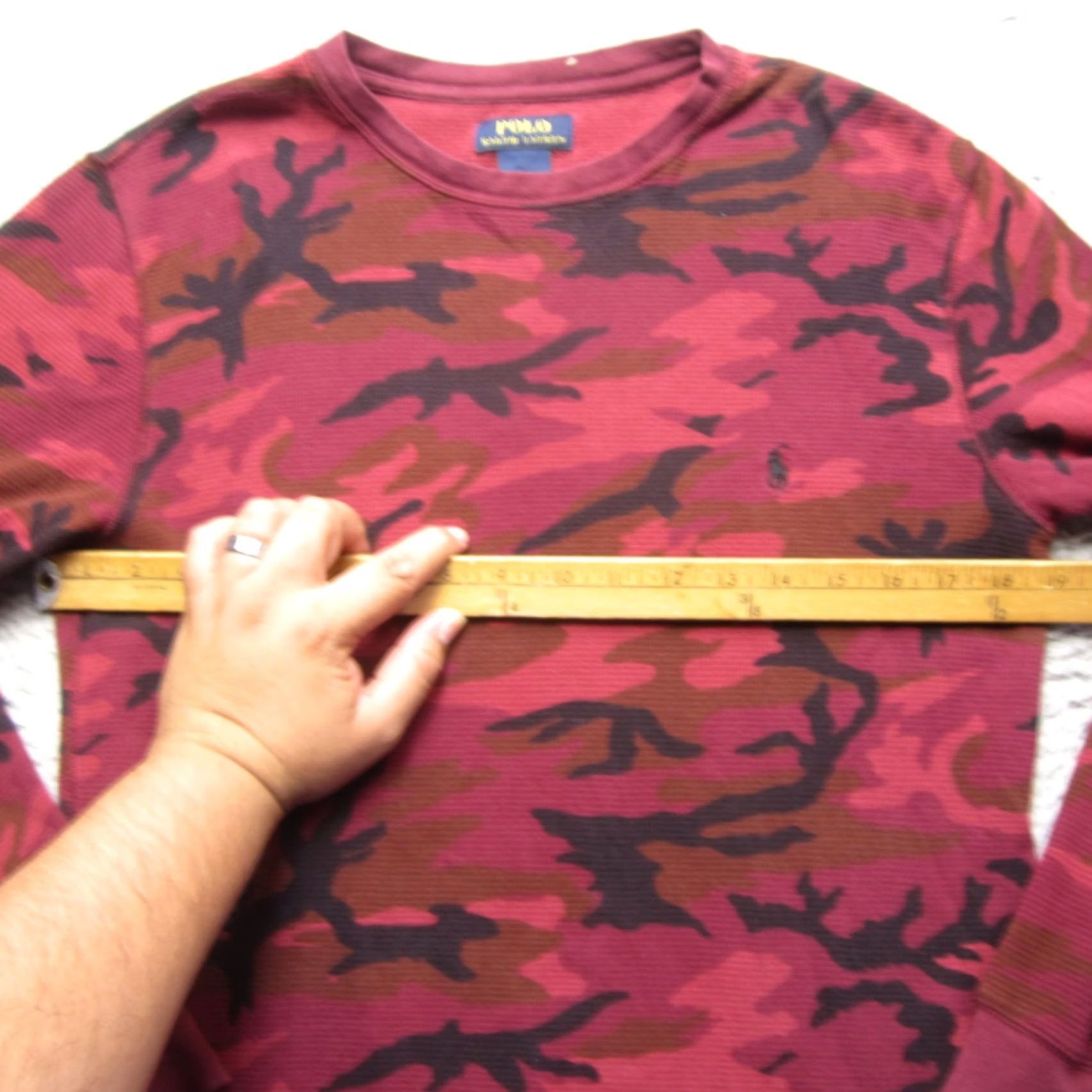Polo Ralph Lauren Polo Ralph Lauren Sweater Mens Medium Red Black Camo Thermal Crewneck Pullover Size US M / EU 48-50 / 2 - 7 Thumbnail