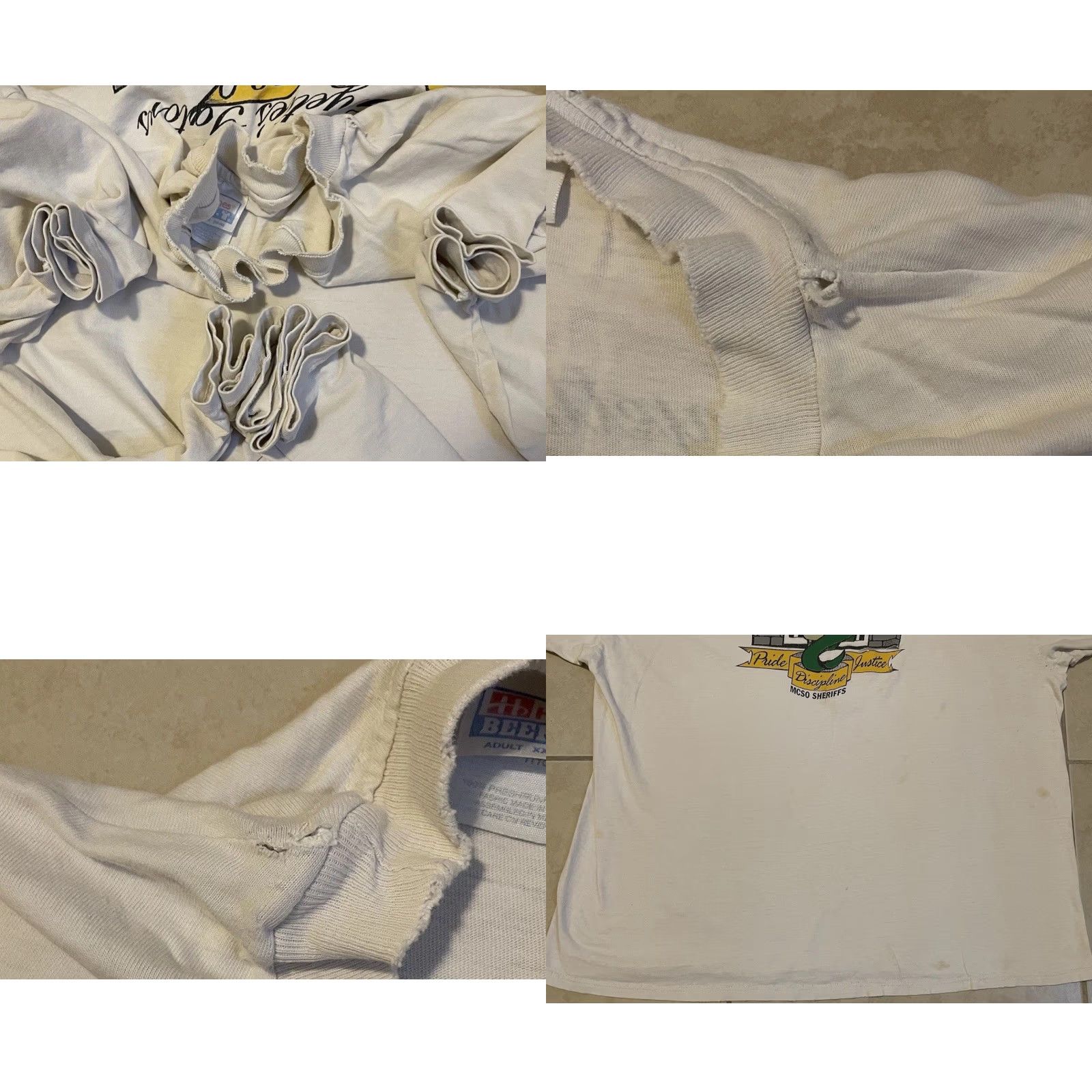 Vintage Vtg 90s Maricopa County Sheriff Academy Faded Distress Shirt 3X Arizona Police Shirt T-Shirt White 3XL Mens Graphic Tee Vintagestyle Size US XXL / EU 58 / 5 - 9 Thumbnail