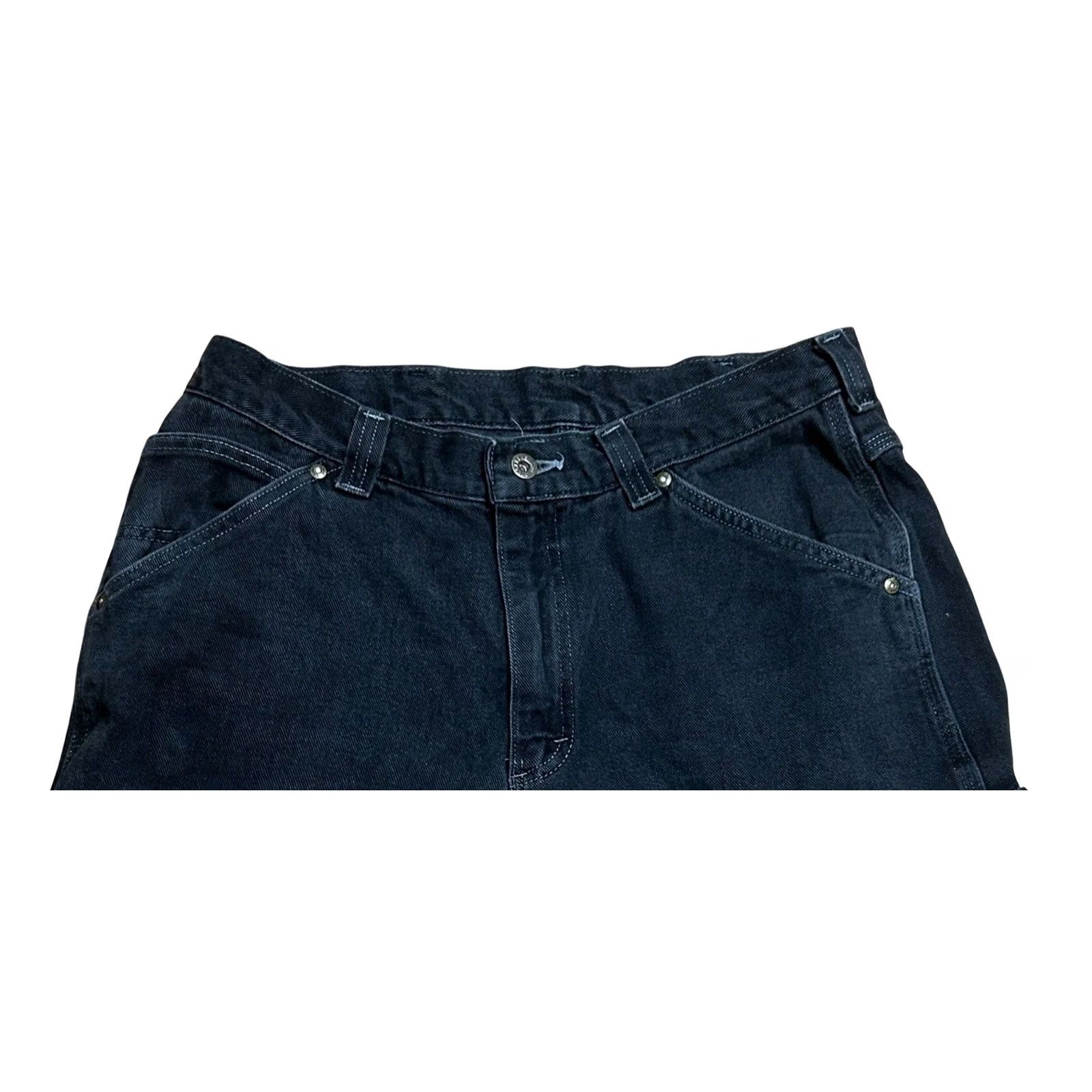 Lee Lee Dungarees Women's Vintage Black Carpenter Cargo Short Size 34 Y2K Jeans Size 25" / US 0 / IT 36 - 6 Thumbnail