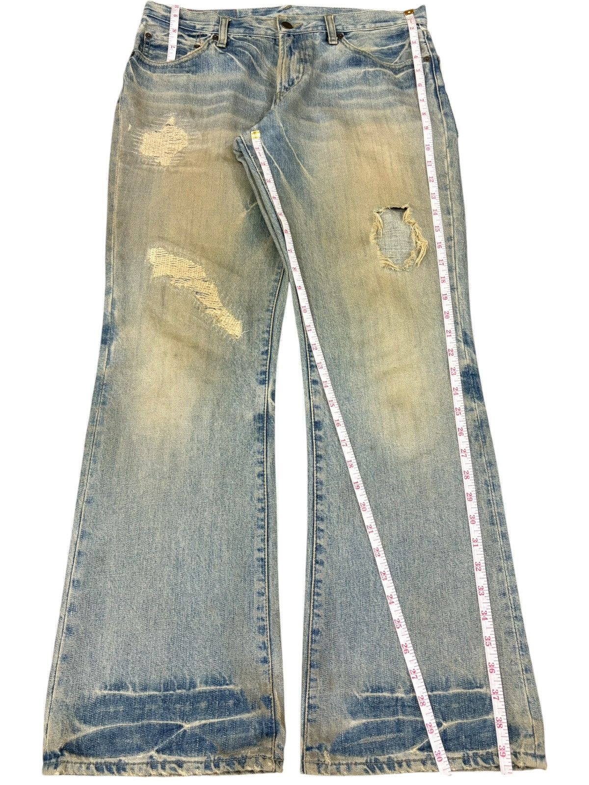 Tornado Mart Vintage Japanese Brand Rusty Wash Distress Flare Jeans Size US 34 / EU 50 - 11 Thumbnail