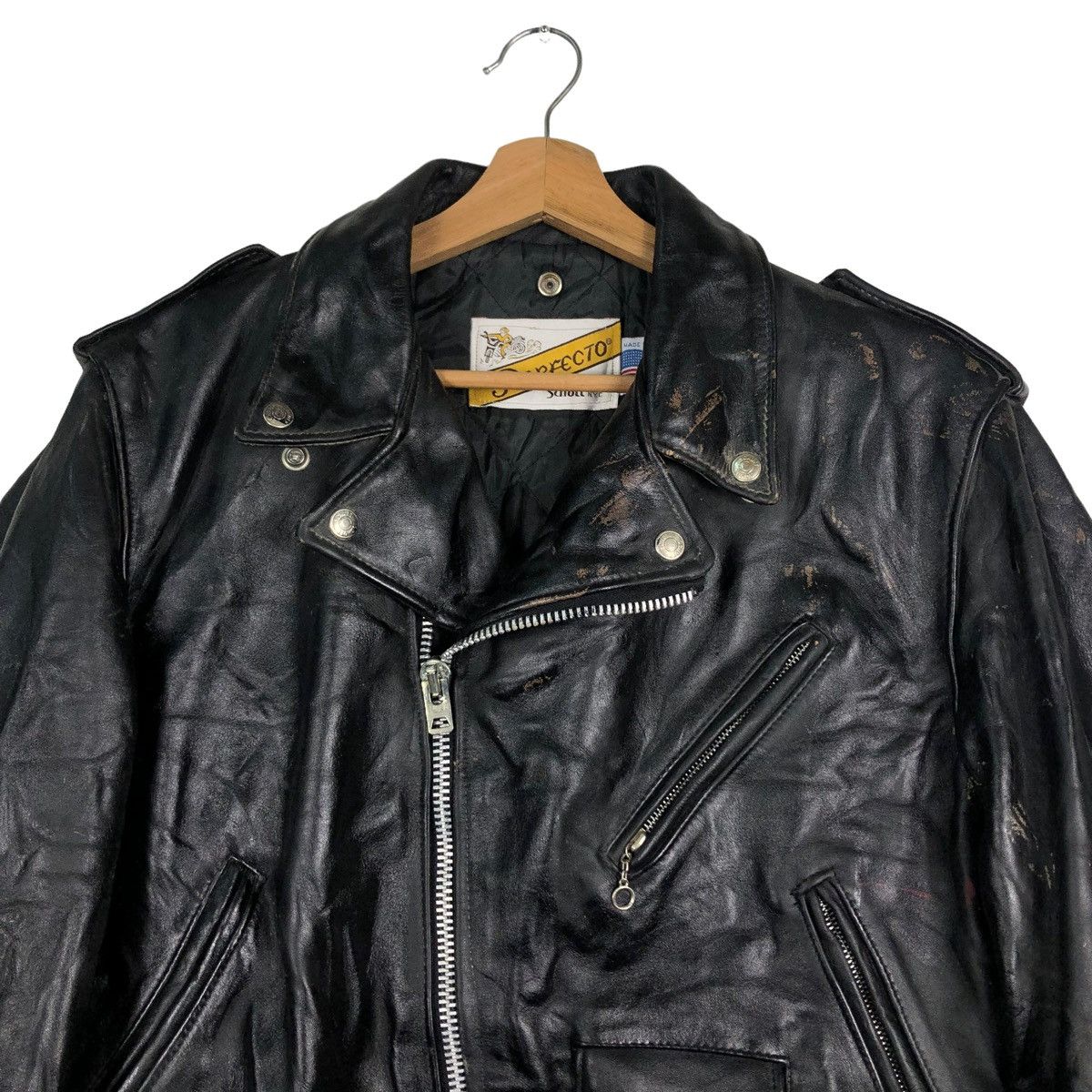 Schott ☄️VINTAGE SCHOTT PERFECTO DOUBLE BREAST BIKER JACKET Size US M / EU 48-50 / 2 - 2 Thumbnail
