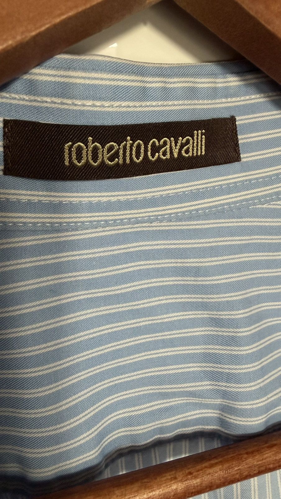 Roberto Cavalli Roberto Cavalli Blue Stripe Shirt Size 43/17 Size US XL / EU 56 / 4 - 2 Thumbnail