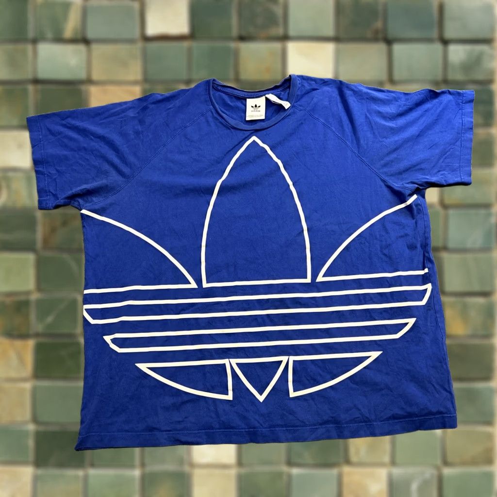 Adidas Adidas Originals Big Trefoil Outline Shirt - Mens 2XL Blue White - Vintage Condition Size US XXL / EU 58 / 5 - 1 Thumbnail